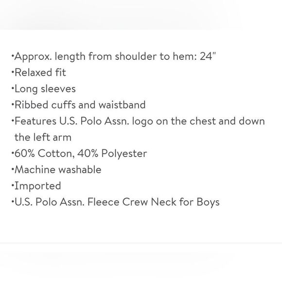 Nwt U.S. Polo Assn. Boys Print Sleeve Fleece Crewneck Sweatshirt - Picture 9 of 9